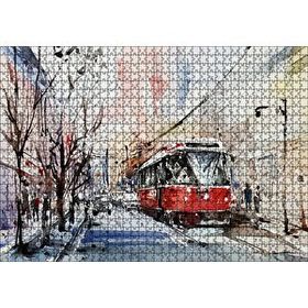 Cakapuzzle Toronto Sokaklarında Tramvay Araçlar ve Yayalar Mdf 1000 Parça Puzzle