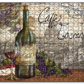 Cakapuzzle Toskana Kırmızı Şarap Kadeh Üzüm Peynir Mdf 120 Parça Puzzle