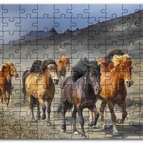 Cakapuzzle Tozlu Yolda Koşan Vahşi Atlar Mdf 255 Parça Puzzle