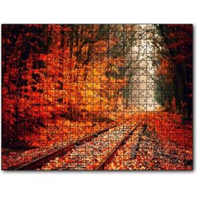 Cakapuzzle Tren Yolu Orman Bir Sonbahar Resmi 1000 Parça Puzzle