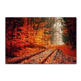 Cakapuzzle Tren Yolu Orman Bir Sonbahar Resmi 120 Parça Ahşap Puzzle