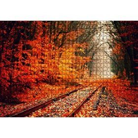 Cakapuzzle Tren Yolu Orman Bir Sonbahar Resmi 120 Parça Ahşap Puzzle