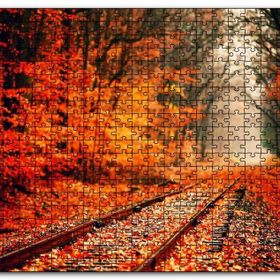 Cakapuzzle Tren Yolu Orman Bir Sonbahar Resmi Mdf 120 Parça Puzzle
