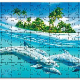 Cakapuzzle Tropik Ada ve Berrak Sulardaki Yunuslar Mdf 255 Parça Puzzle