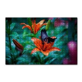 Cakapuzzle Truncu Lilyum Çiçeği Ve Mavi Kelebek Görseli 120 Parça Ahşap Puzzle