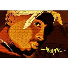 Cakapuzzle Tupac Shakur Bandanalı Karikatürize Çizim 120 Parça Ahşap Puzzle