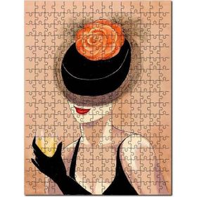 Cakapuzzle Turuncu Çiçekli Kadehli Kadın Görsel Mdf 1000 Parça Puzzle