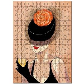 Cakapuzzle Turuncu Çiçekli Kadehli Kadın Görsel Mdf 500 Parça Puzzle