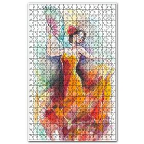 Cakapuzzle Turuncu Elbiseli Dans Eden Neşeli Kadın Ahşap 255 Parça Puzzle