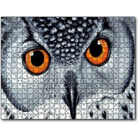 Cakapuzzle Turuncu Gözlü Kar Baykuşu Yakın Plan Mdf 120 Parça Puzzle