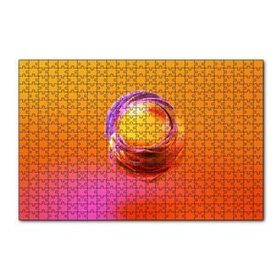 Cakapuzzle Turuncu Küre ve Saran Renkli Dalgaları 120 Parça Ahşap Puzzle