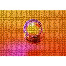 Cakapuzzle Turuncu Küre ve Saran Renkli Dalgaları 120 Parça Ahşap Puzzle