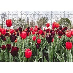 Cakapuzzle Turuncu Ve Mor Laleler 120 Parça Ahşap Puzzle