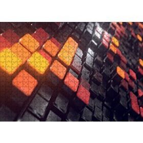 Cakapuzzle Turuncu ve Siyah Küpler Döşeme 120 Parça Ahşap Puzzle