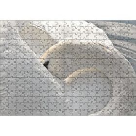 Cakapuzzle Tüylerini Temizleyen Zarif Beyaz Kuğu 120 Parça Ahşap Puzzle