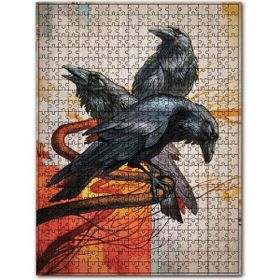 Cakapuzzle Üç Karga Muhabetti Ahşap Zeminde Görseli Ahşap 255 Parça Puzzle
