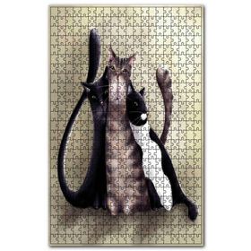 Cakapuzzle Üç Kedi Gerçeküstü Çizim Ahşap 1000 Parça Puzzle