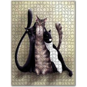 Cakapuzzle Üç Kedi Gerçeküstü Çizim Ahşap 255 Parça Puzzle