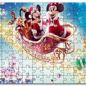 Cakapuzzle Uçan Arabada Mickey Minnie Mouse ve Goofy Mdf 120 Parça Puzzle