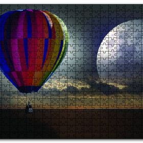 Cakapuzzle Uçan Balon Ufukta Ay Görseli Ahşap 1000 Parça Puzzle