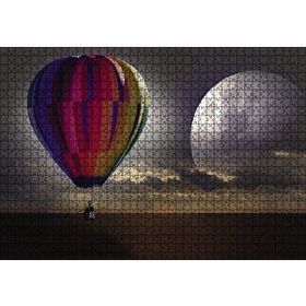 Cakapuzzle Uçan Balon Ufukta Ay Görseli Ahşap 1000 Parça Puzzle