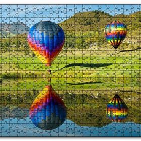 Cakapuzzle Uçan Balon ve Yolcuları Görseli Mdf 120 Parça Puzzle