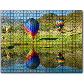 Cakapuzzle Uçan Balon ve Yolcuları Görseli Mdf 120 Parça Puzzle