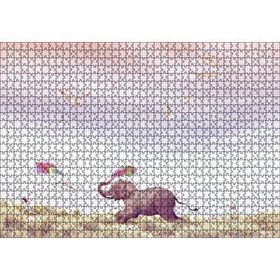 Cakapuzzle Uçurtma Uçuran Kız ve Renk Püsküren Fil Mdf 1000 Parça Puzzle