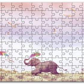 Cakapuzzle Uçurtma Uçuran Kız ve Renk Püsküren Fil Mdf 500 Parça Puzzle
