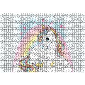 Cakapuzzle Unicorn Bulutlar ve Kalpler 120 Parça Ahşap Puzzle