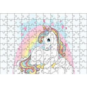 Cakapuzzle Unicorn Bulutlar ve Kalpler 120 Parça Puzzle