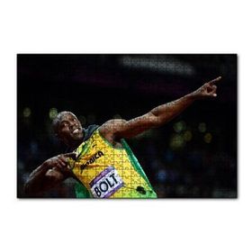 Cakapuzzle Usain Bolt Jamaika Sprint Sporları 2012 Londra 120 Parça Ahşap Puzzle