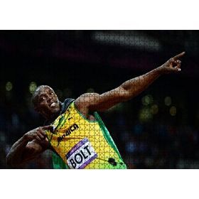 Cakapuzzle Usain Bolt Jamaika Sprint Sporları 2012 Londra 120 Parça Ahşap Puzzle