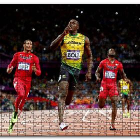 Cakapuzzle Usain Bolt Zaferi Jamaika Sprint Sporları Mdf 120 Parça Puzzle
