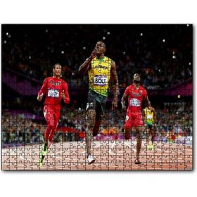 Cakapuzzle Usain Bolt Zaferi Jamaika Sprint Sporları Mdf 120 Parça Puzzle