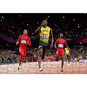 Cakapuzzle Usain Bolt Zaferi Jamaika Sprint Sporları Mdf 120 Parça Puzzle