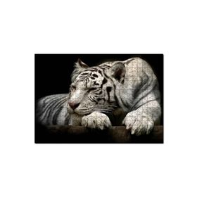 Cakapuzzle Uyuklayan Beyaz Kaplan Karanlık Arkaplan Mdf 1000 Parça Puzzle