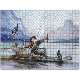 Cakapuzzle Uzakdoğulu Balıkçı ve Karabataklar Mdf 1000 Parça Puzzle