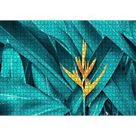 Cakapuzzle Uzun Yeşil Yapraklar ve Sarı Çiçek 120 Parça Ahşap Puzzle