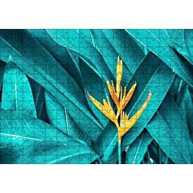 Cakapuzzle Uzun Yeşil Yapraklar ve Sarı Çiçek 120 Parça Ahşap Puzzle