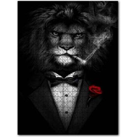 Cakapuzzle Vahşi Havalı Purolu Güllü Aslan Resmi Ahşap 500 Parça Puzzle