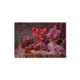 Cakapuzzle Vazolarda Sümbül Gelincikler Sepette Taze Meyveler 1000 Parça Puzzle