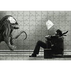 Cakapuzzle Venom ve Koltukta Oturan Adam 120 Parça Ahşap Puzzle