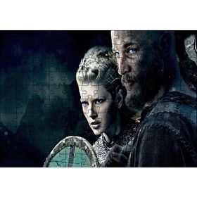 Cakapuzzle Vikingler Ragnar ve Lagertha 120 Parça Ahşap Puzzle