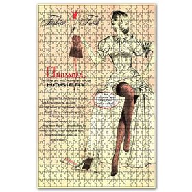 Cakapuzzle Vintage Oturan Kadın Çorap Reklamı Ahşap 500 Parça Puzzle