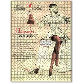 Cakapuzzle Vintage Oturan Kadın Çorap Reklamı Ahşap 500 Parça Puzzle