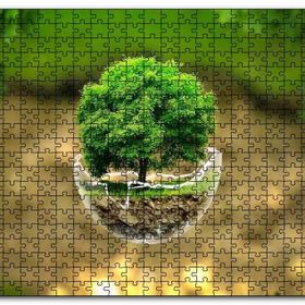 Cakapuzzle Volkanlar Harika Dünya Cam Kasede Ağaç Görseli Mdf 1000 Parça Puzzle