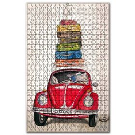Cakapuzzle Vosvos Leylek İle Seyhatte Figürü Görseli Ahşap 1000 Parça Puzzle