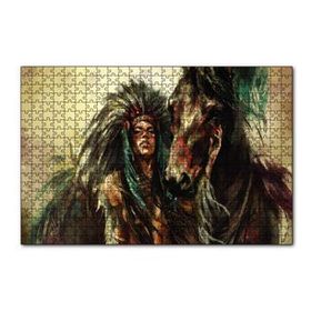 Cakapuzzle Yağlı Boya At Kızılderili Kadın 120 Parça Ahşap Puzzle