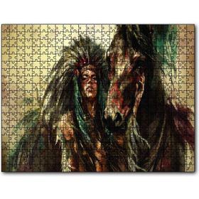 Cakapuzzle Yağlı Boya At Kızılderili Kadın Mdf 120 Parça Puzzle